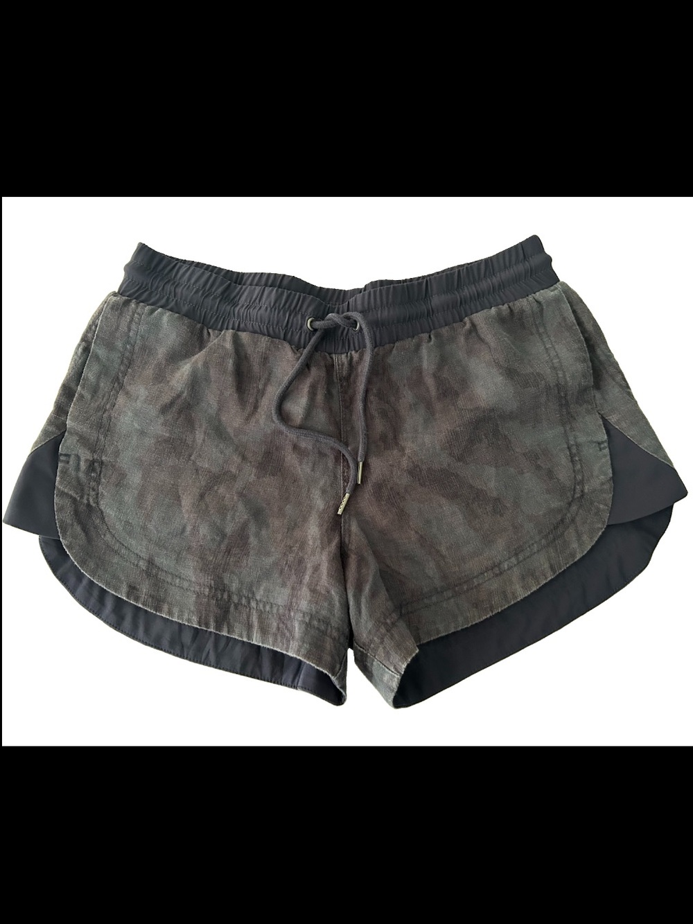 Athleta Women's Size 4 Beachside Bali Linen Navy Camouflage Drawstring Shorts